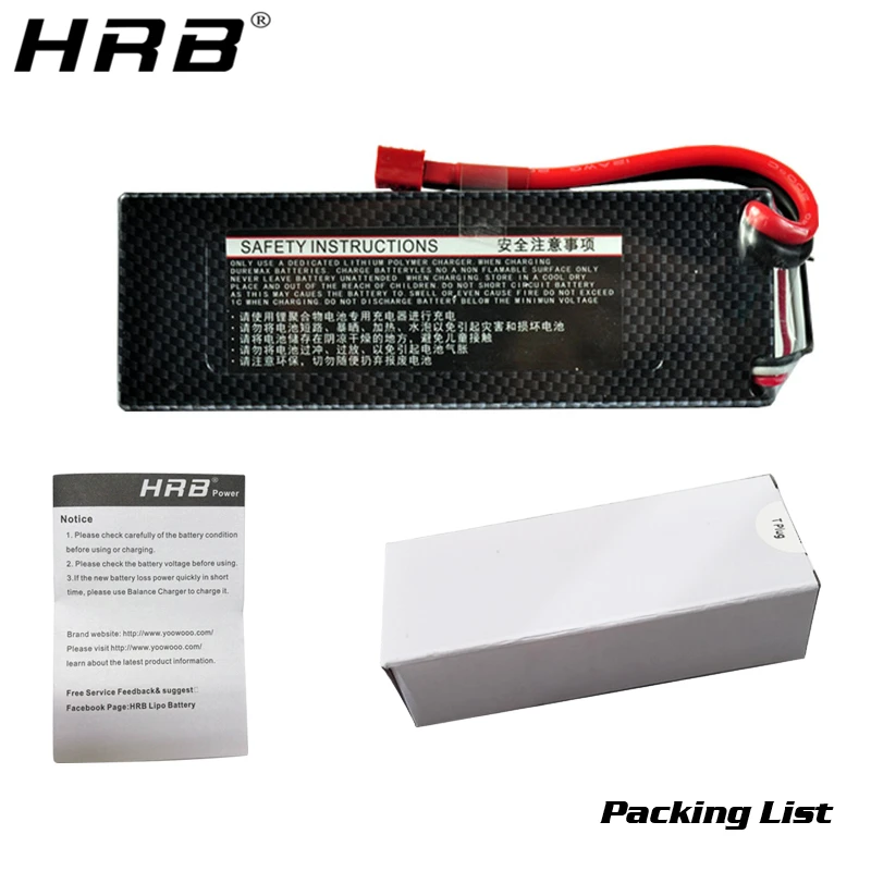 Литий полимерный аккумулятор HRB 3S 11 1 В 3000 мАч 3300 3600 4000 4200 5200 6000 T Deans XT60 TRX Plug