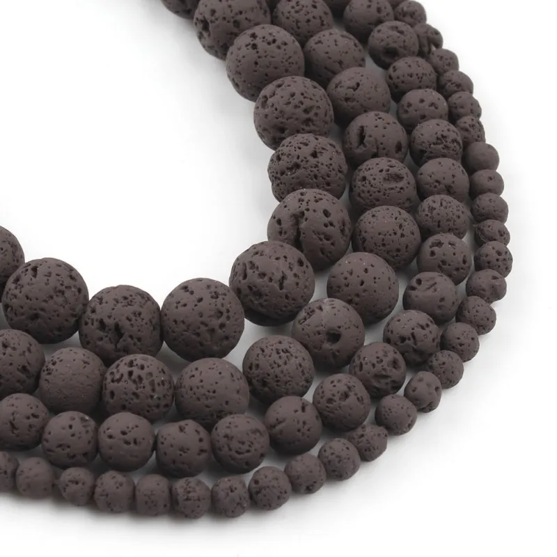 Dark Brown Lava Hematite Stone Beads Round Loose Spacer Bead For Jewelry Making 4 6 8 10mm Natural Volcanic Rock DIY Bracelet | Украшения и