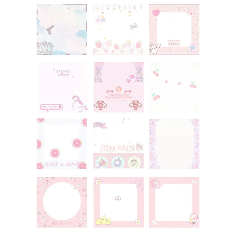 2 PCS 핑크 소녀 메모 패드 DIY Uncut 장식 스크랩북 편지지 일기 스티커 플래너 귀여운 레이블 여행 스티커