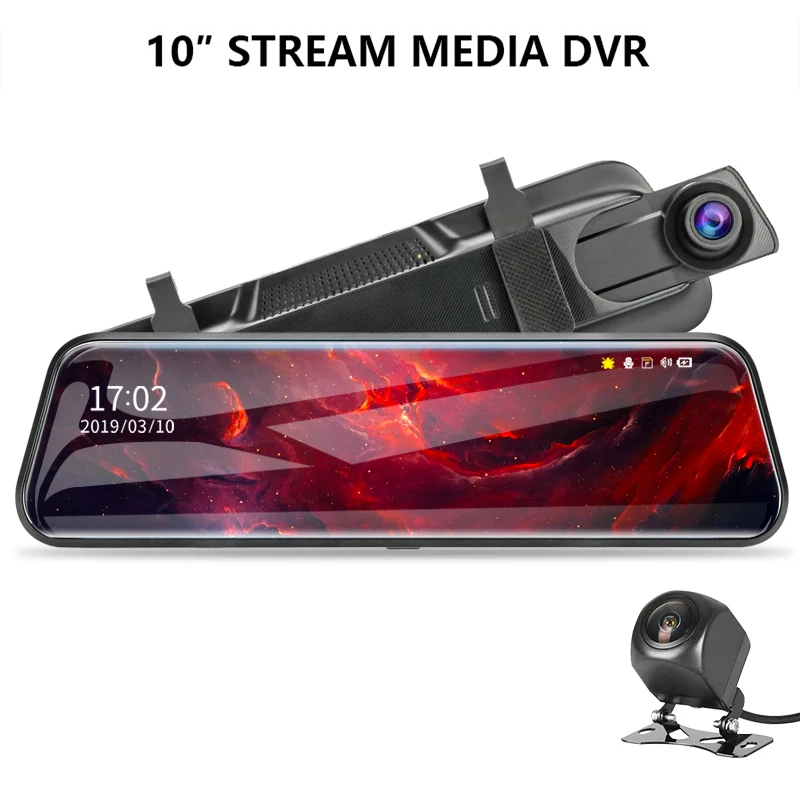 TOSPRA 1" сенсорный экран 1080P Автомобильный видеорегистратор камера с двумя объективами авто камера видеорегистратор зеркало заднего вида с 1080p резервная камера