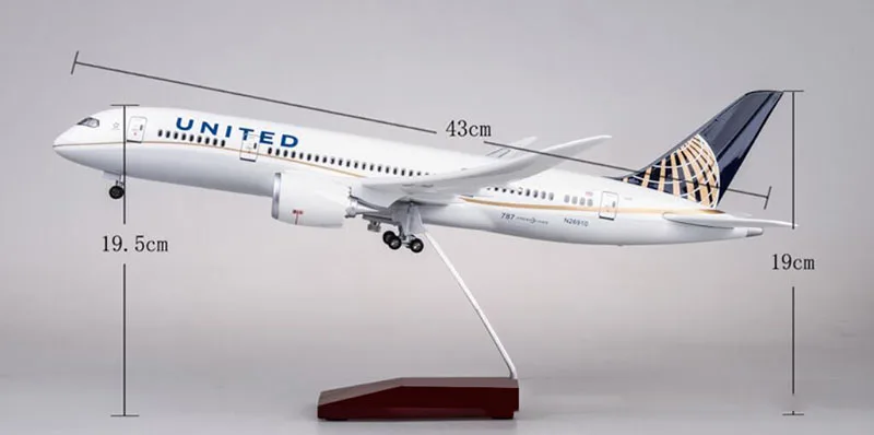 1/130 масштаб 43 см самолет Boeing B787 самолет Американский Соединенные Модель самолетов W пьедестал зажженное колесо литая под давлением пластиковая игрушка самолет