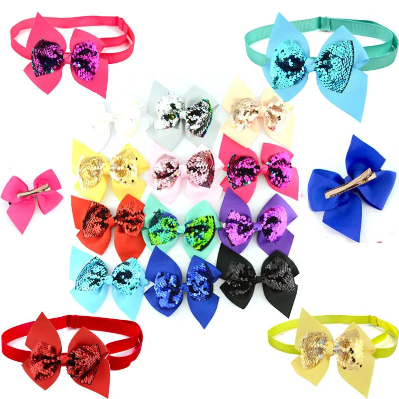 

Big Dog Cat Bow Ties Adjustable Shinning Sequins Bowknot Dog Bowties Dog Grooming Bows Big Dog Accessories Pet Supplies