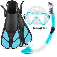 Selfree Mask Fins Snorkel Set with Adult Snorkeling Gear Panoramic View Diving Mask Dry Top Diving Set +Travel Bags Swimming