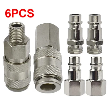 

6pcs/set Durable Air Quick Connector Air Line Compressor Connector Tool EURO Fittings Quick Release Coupling