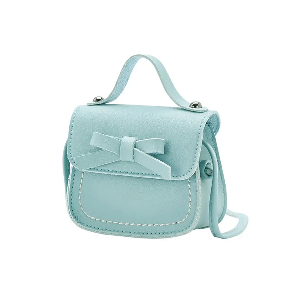 Новая модная Милая Детская сумка на плечо с бантом для девочек, сумка через плечо, сумка-кошелек из искусственной кожи - Цвет: Pale blue