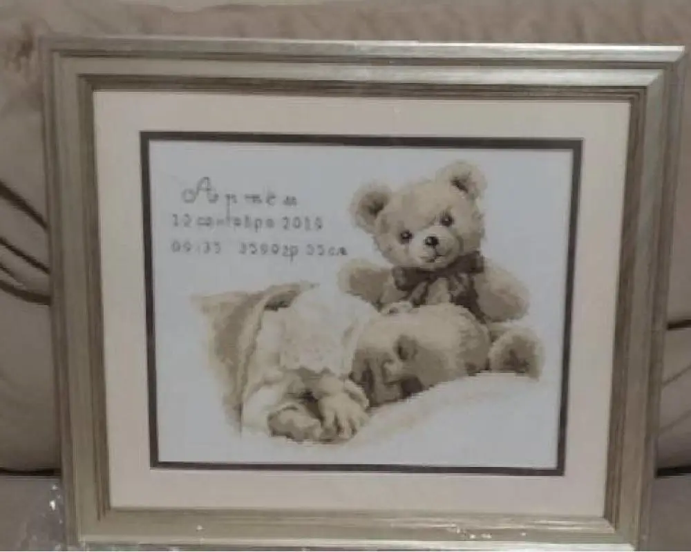 Cross Stitch Kit Sleeping boy and doll cross stitch kit aida 14ct 18ct count canvas stitch embroidery DIY handmade needlework