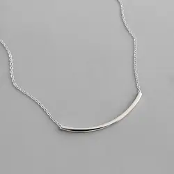 Настоящее серебро 925 проба квадратная трубка ожерелья и подвески ожерелье femme neckless, личность колье ожерелье женские украшения