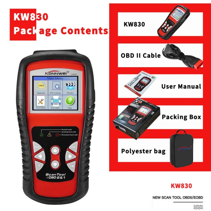 

Universal KONNWEI KW830 OBD2 ODB2 Automotive Scanner for Diagnosis Auto Fault Error Code Reader ODB2 Car Diagnostic Scanner