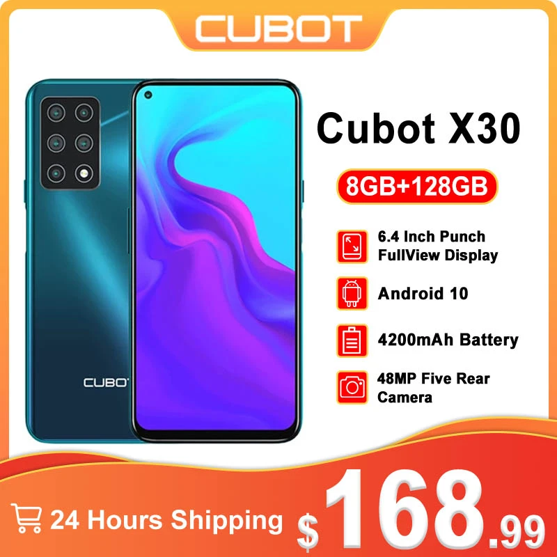 Cubot X30 NFC Smartphone 8GB+128GB 48MP 5 Camera 32MP Selfie  6.4" FHD+ Fullview Display Android 10 Global Version Helio P60 best ram for gaming