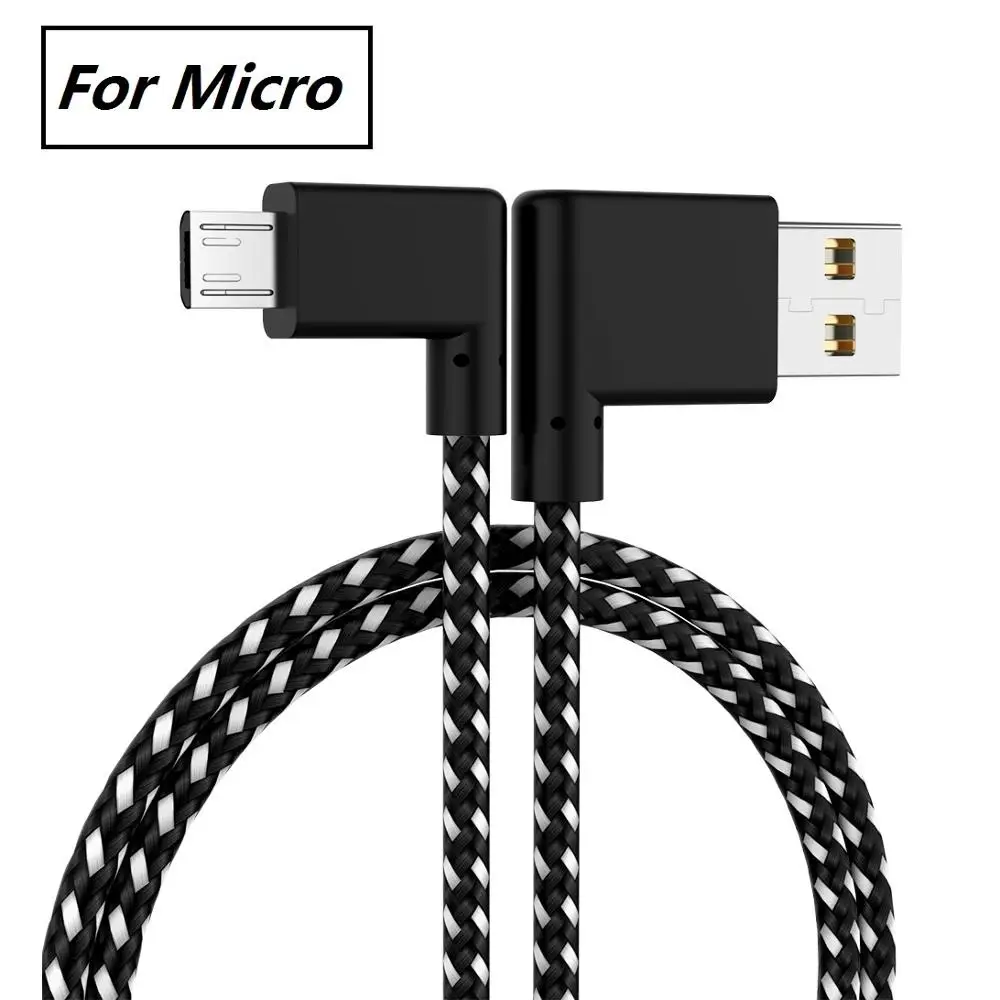 90 градусов USB кабель type C USB дата кабель для SAMSUNG провод для быстрой зарядки Microusb USB C зарядное устройство для Xiaomi HuaweiP20 Mate10 - Цвет: For Micro USB