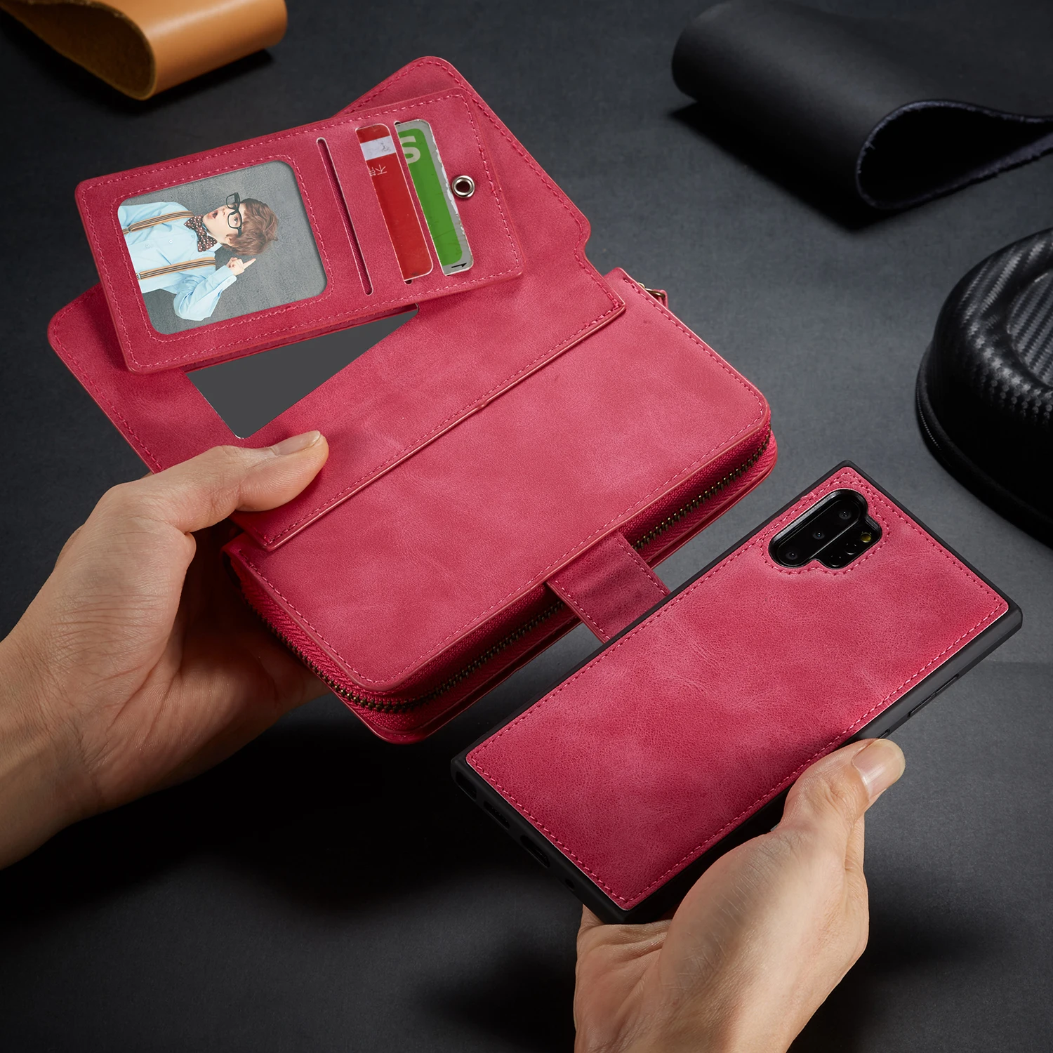 Кожаный чехол-кошелек на молнии для samsung Galaxy Note 10 Plus, S10, S9, S8 Plus, S10e, Note 9, 8, Магнитный съемный чехол-сумочка