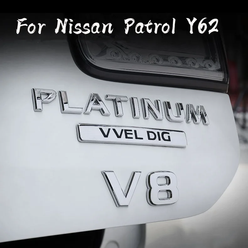 Наклейка с эмблемой боковая задняя часть V8 платиновая для Nissan патруль Армада Y62 Y61