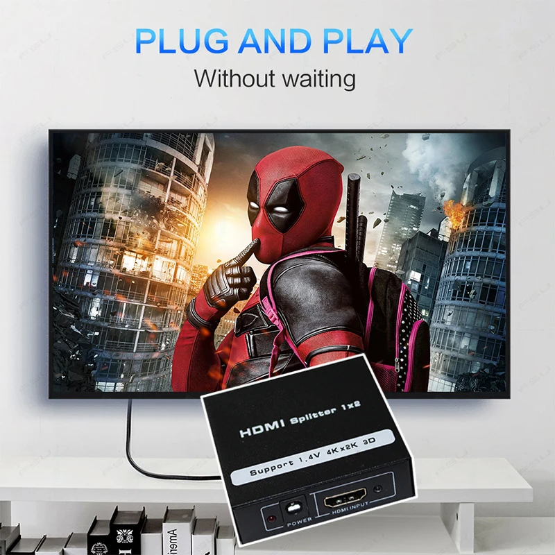 HDMI сплиттер 1x2 HDMI1.4 4K 3D 1080p концентратор конвертер адаптер 1 в 2 выход для PS4 DVD