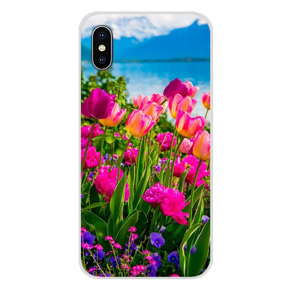 Для huawei G7 G8 P7 P8 P9 P10 P20 P30 Lite Mini Pro P Smart Plus синие весенние цветные тюльпаны силиконовые чехлы - Цвет: images 3