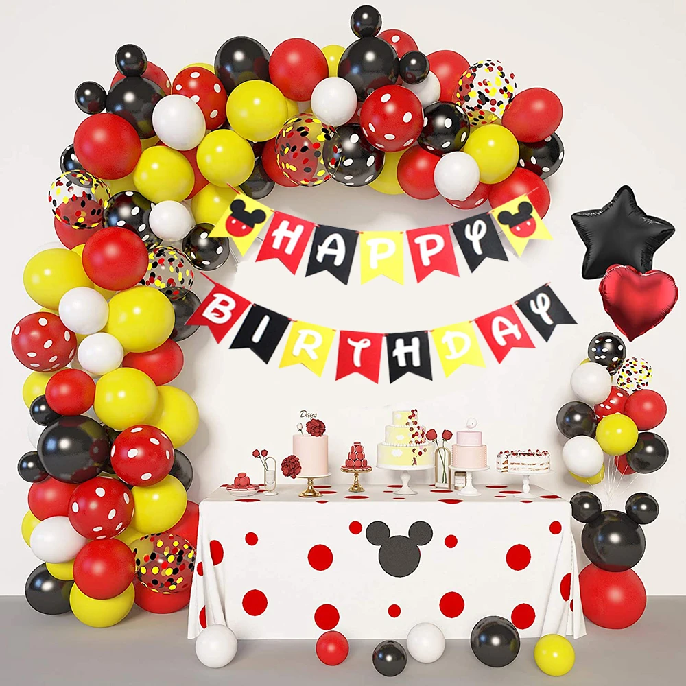 Mickey Mouse Theme Decoration Anniversaire Fille Kid Boy Happy Birthday Banner Flag And Welcome Hanger Door Sign For Party Decor Party Diy Decorations Aliexpress