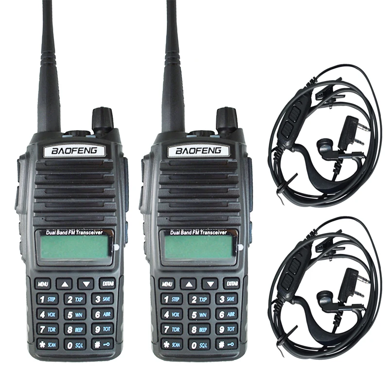 2 шт./компл. Baofeng UV-82 иди и болтай Walkie Talkie UV 82 Портативный двусторонней радиосвязи Dual PTT Любительское радио, Си-Би радиосвязь радиостанции УКВ UV82 охотничий оптический трансивер - Цвет: blackwithearphone