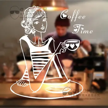 

Milk tea Coffee Shop Girl Cafes Ice Cream Bread Cake Kitchen Wall Art Removable Sticker Decal Mural Decor