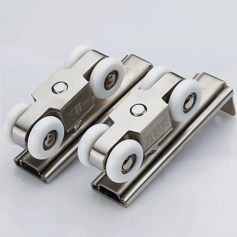 

Stainless Steel Hanging round European Style Solid Wood Sliding Door 4-round Hotel Engineering Slidable Hardware Roller Load-Bea