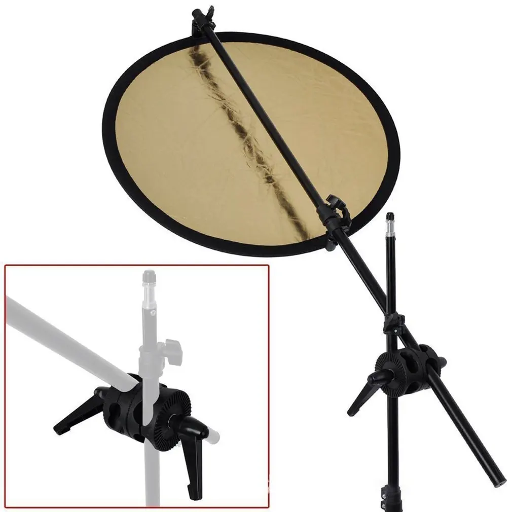1Pcs Swivel Dual Head Grip Holder Bracket for Photo Studio Boom Reflector Arm Support Light Rail Cross Clamp