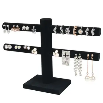

Portable Velvet Leather Bracelet Bangle Necklace Display Rack Jewelry Stand Holder Watch Jewelry Organizer T-Bar Rack Organiz