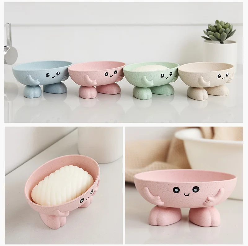 2pcs Double Layer Leaf Shape Soap Dispenser Dish Case Holder Container Bathroom