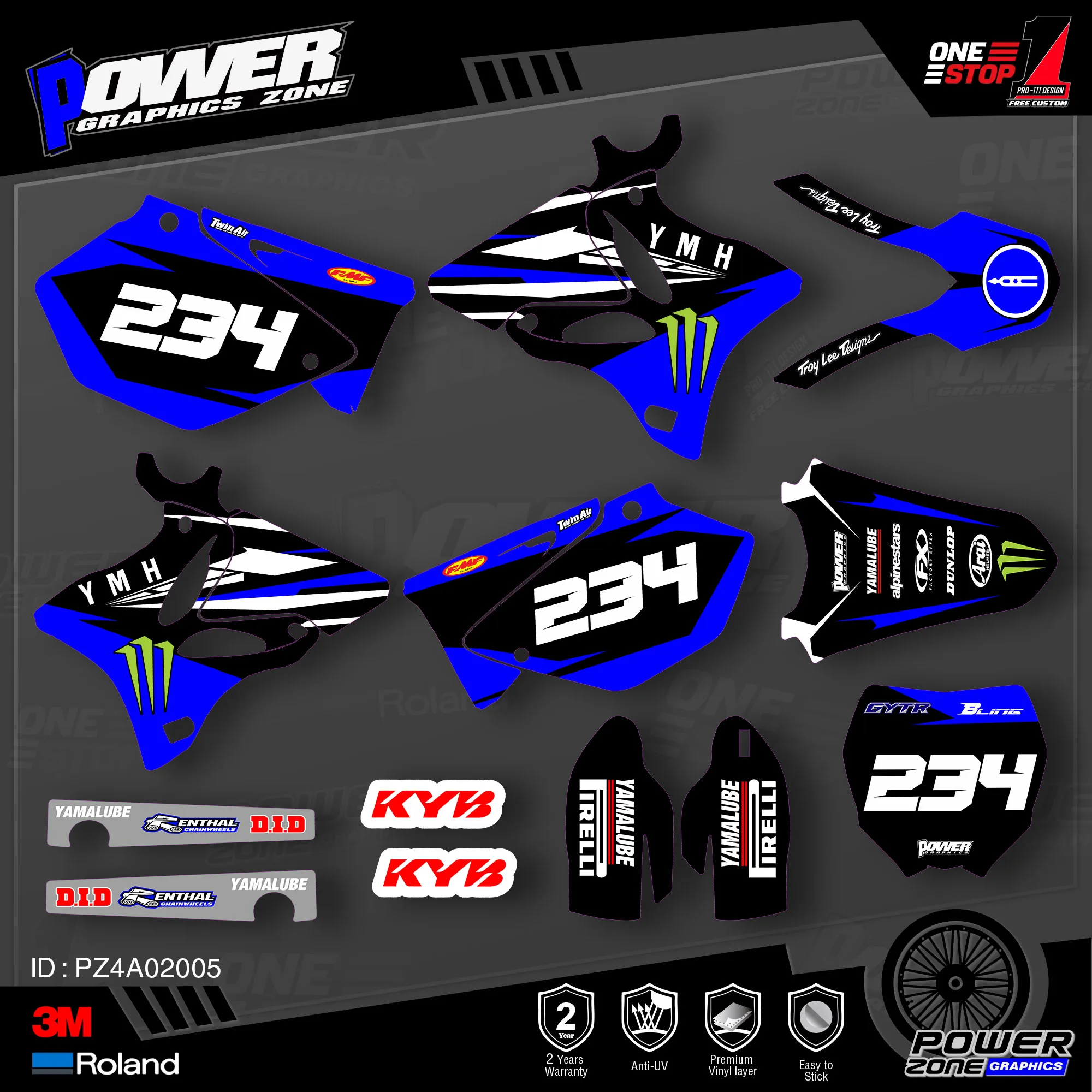 Набор наклеек PowerZone для YAMAHA 2002-2014 YZ125 YZ250 005 3 м | Автомобили и мотоциклы