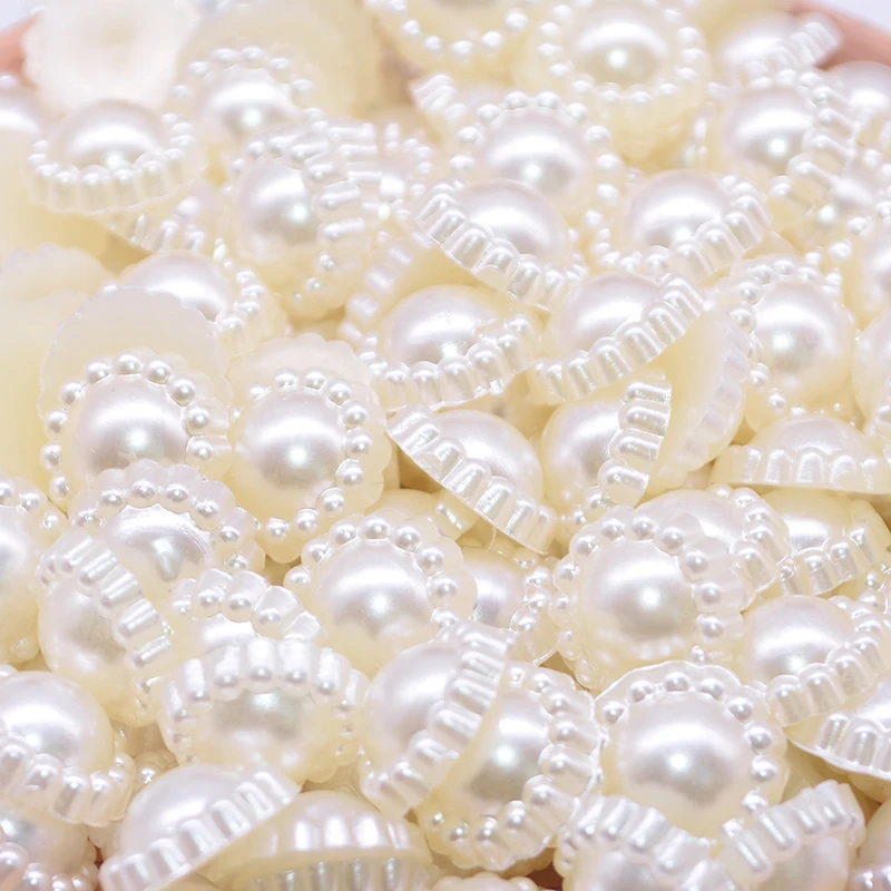 Flatback Half Round Imitation Pearl Flower Bead Embellishment Garment Beads