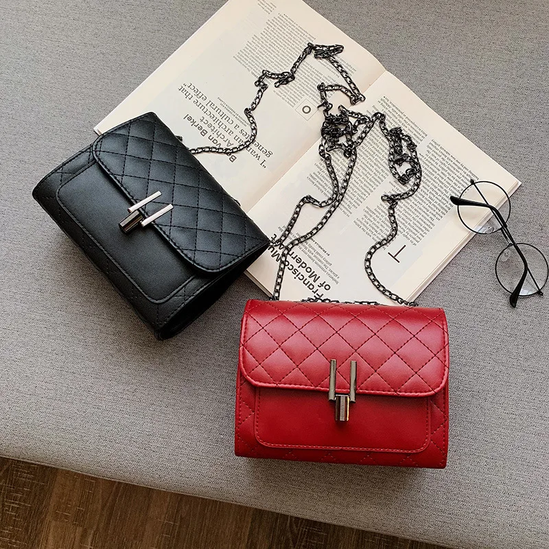 

Bag Women's 2019 New Style Simple Glorious Fashion Handbag Korean-style Versatile Shoulder Bag Rhombus Chain Bag