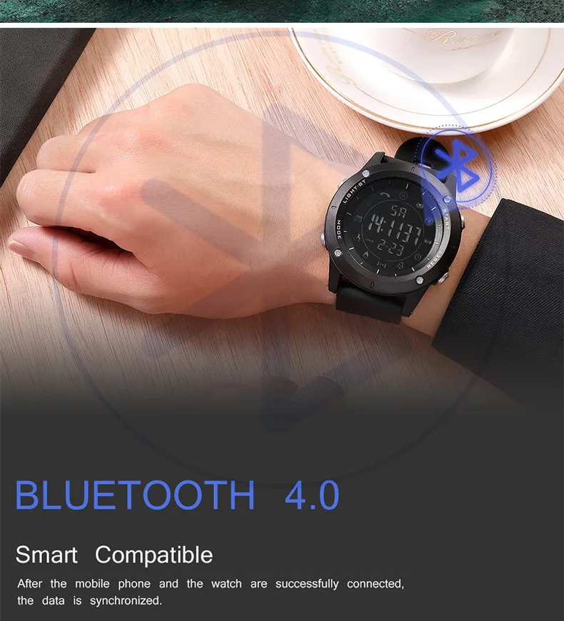 Спортивные часы с шагомером и Bluetooth водонепроницаемой датой многофункциональные электронные цифровые часы модные наручные часы мужские