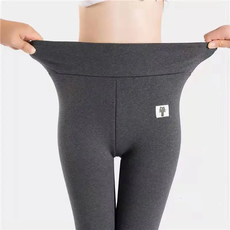 Women Winter Thick Velvet Wool Pants High Waist Hit Underpant Stretch Slim Trouser Cashmere Pencil Pant Soild Color Leggings