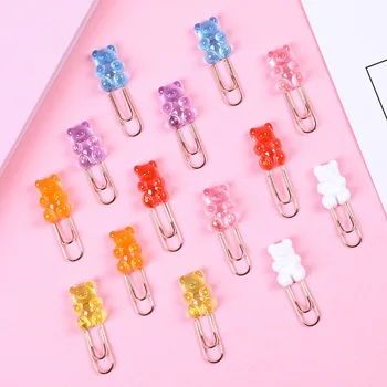 

140 pcs/lot Cartoon Transparent Bear Bookmark for book Cute Binder Clips Notes Letter Paper Clip Office school Supplies