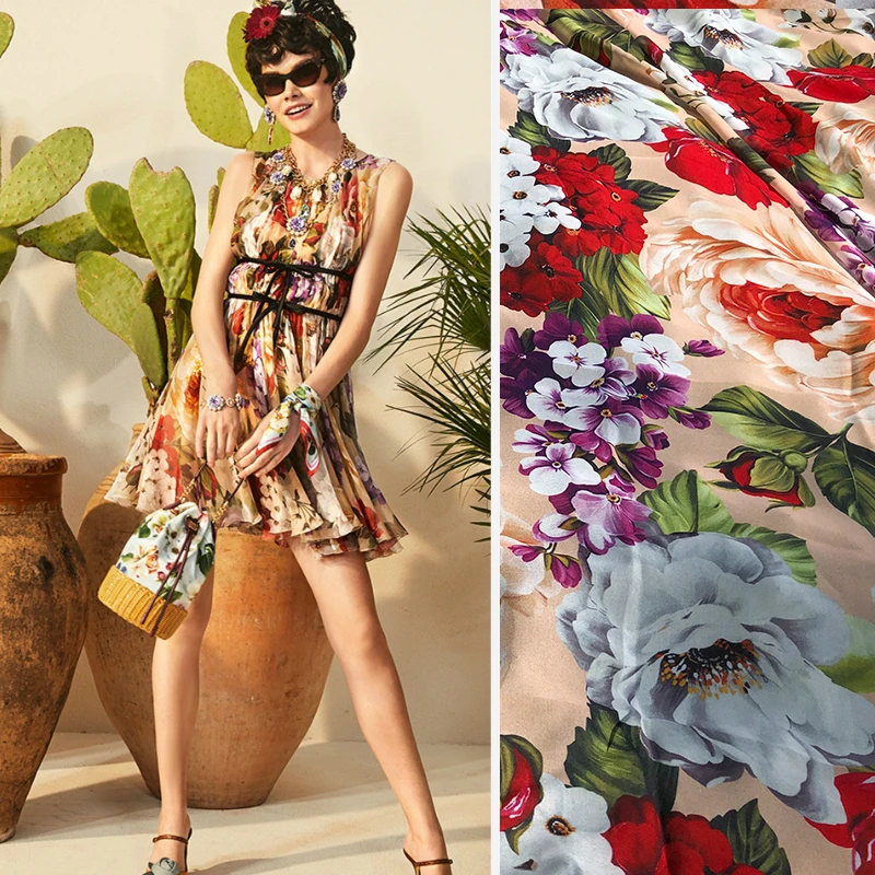 Шифоновая Женская юбка с пионами из 100% полиэстера | Дом и сад