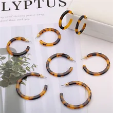 17KM Ácido Acético Estampa de Leopardo Do Vintage Brinco de Argola Para Mulheres Brincos Declaração de Brincos Acessórios de Resina Em Forma de C 4 par/set(China)