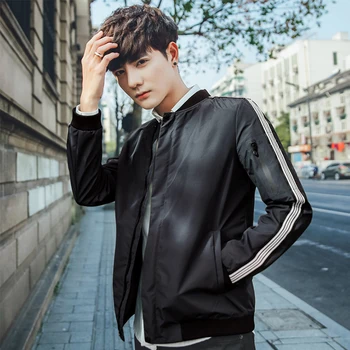 

Men's Casual Striped Bomber Jacket Trend Stand Collar Baseball Collar Street Men's Jacket