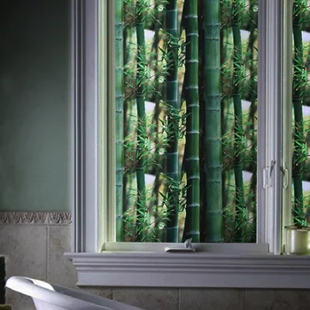 

Bamboo Pattern Window Sticker Static Cling Privacy Protection Reusable Removable Opaque Multi-Size Heat- Control Window Covering