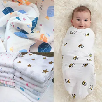

New Cute Nursery Infant Baby Swaddling Blanket Newborn Infant Cotton Swaddle Towel Soft Baby Printed Blanket
