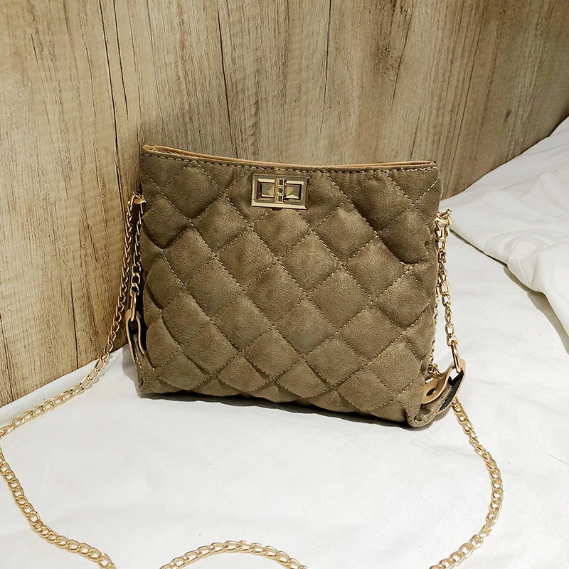 

Graceful Velvet Bag Women's 2019 on New Style Bag Crossbody Bag Rhombus Bag Square Sling Bag Chain Bag