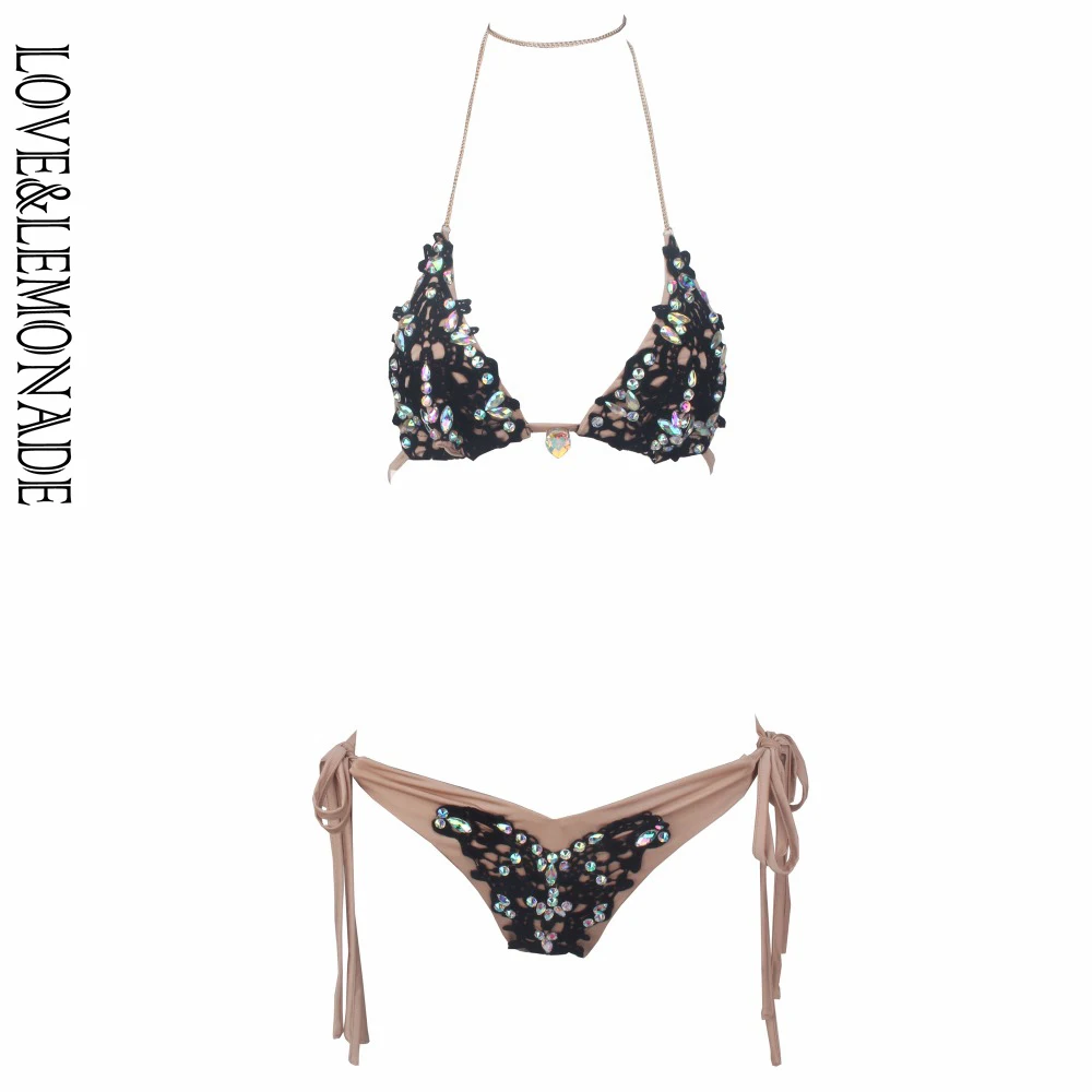 Комплекты с бюстгальтером LOVE &amp LEMONADE черные кружевные цвета бусинами TB 10215 |