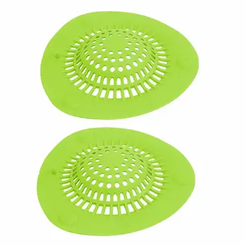 

145mm Diameter Silicone Drain Hair Catcher Strainer Green 2pcs