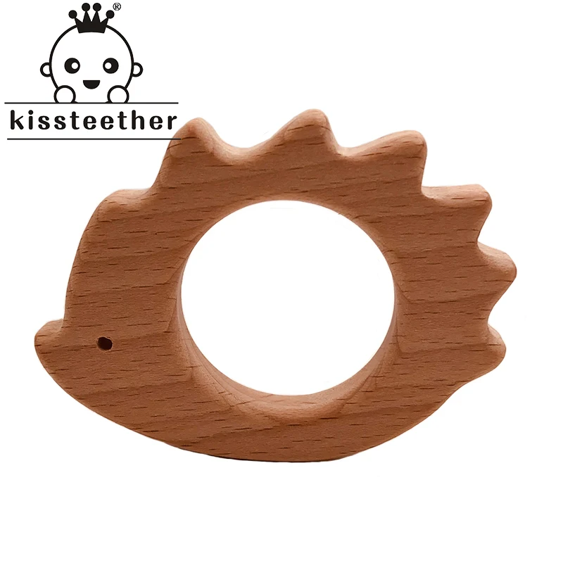 

Kissteether Baby Wooden Teether Beech Wood Cartoon Hedgehog Teething Toys Montessori Inspired Nursing Pendant