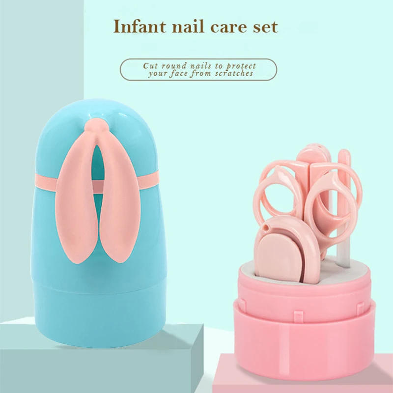 FBIL-5Pcs Newborn Baby Healthcare Kits Baby Nail Care Set Infant Nail Clippers Care Set with Rabbit Storage Box for Baby Care To