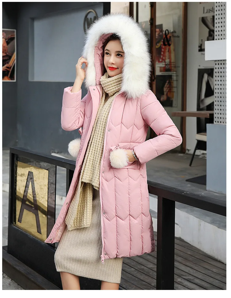 FICUSRONG Новая повседневная длинная куртка, теплая Женская однотонная куртка с меховым воротником, женская зимняя куртка, пальто с капюшоном