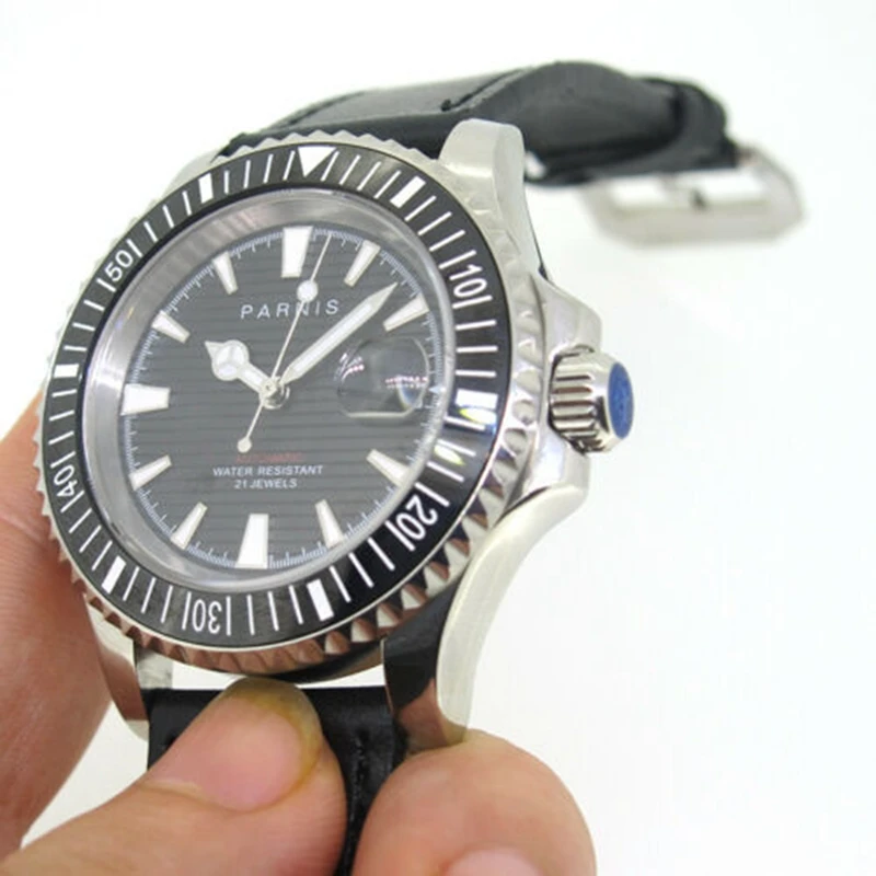 Parnis 40 мм автоматические механические мужские часы Diver 21 драгоценность Miyota8215 сапфировое стекло Мужские часы Топ люксовый бренд часы