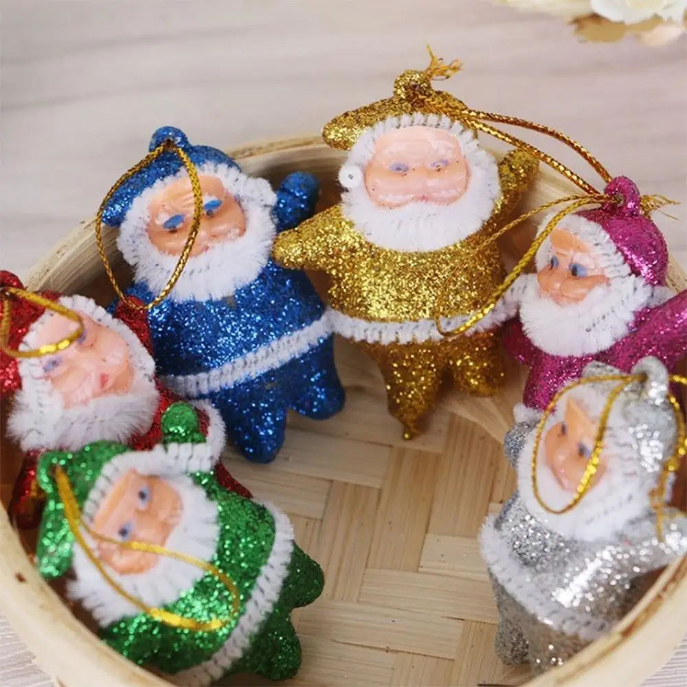 

6 pcs Christmas Tree Decor Drop Ornaments Multi-Color Santa Claus Party Xmas Tree Hanging Decor Gifts Kids Favors Decoration 32