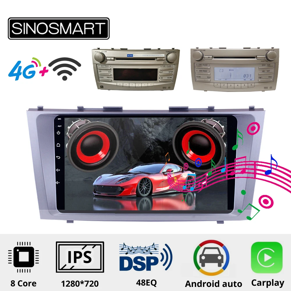 Sinosmart Автомобильный GPS плеер для Toyota Camry 2006-2011 с OEM радио 11846/OEM JBL Radio11847 8 ядер DSP 48EQ |