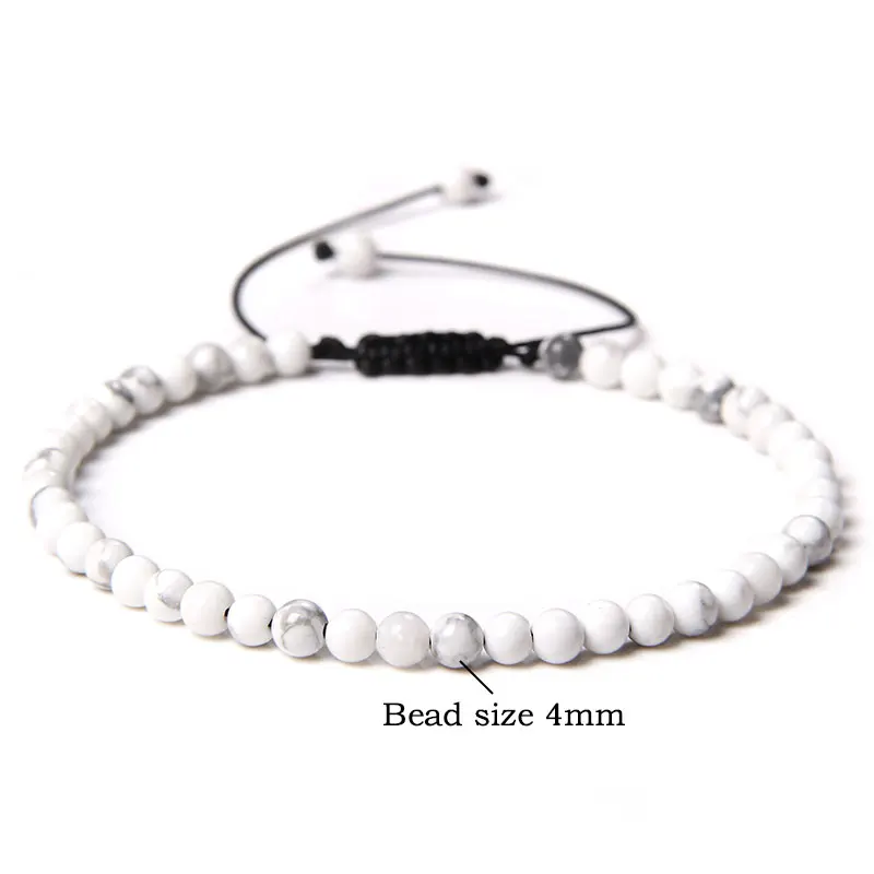 Stone Bracelet Beaded Bracelet 4mm Natural Stone Beads Braied Bracelet Small Round Labradorite Lava Agat Bracelet for Women Men Handmade Yoga Jewelry