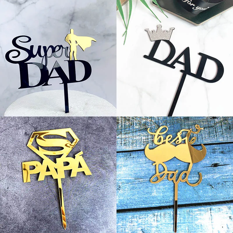 Акриловый Супер папа торт Топпер Happy Father's Day лучший День Рождения Кекс украшения