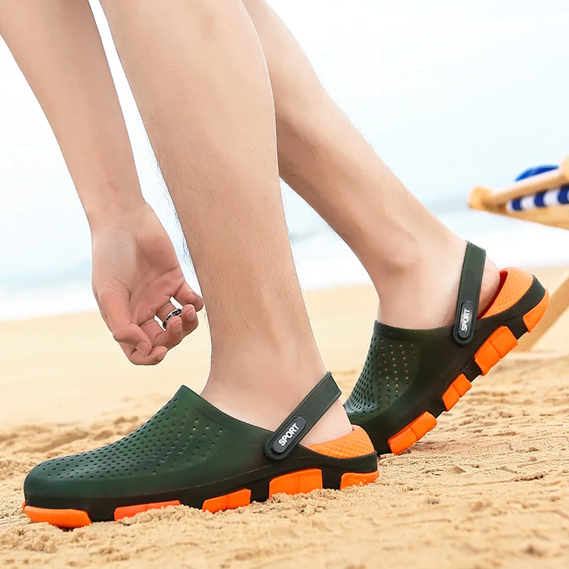 Rubber Slip On Sandals Beach Summer Men Shoes Crocks Sandles Eva Sandal Cholas Sandalias Hombre Clogs Garden Closed Toe