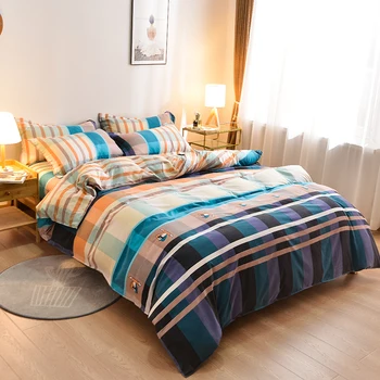 

Color stripe pattern printing bedding set Nordic modern style bed linen for home queen king single size bed set for kids adult