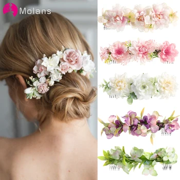Molans Fashion Flower Hair Comb Bridesmaid Hair Clip Bridal Hairpin Wedding Hair Jewelry For Women Bride